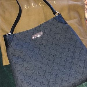 Authentic GUCCI GG fabric Hobo Shoulder Handbag